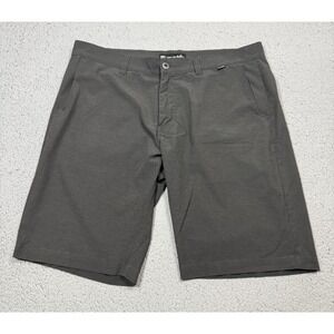 Travis Mathew Shorts Mens‎ 36 Gray Striped Chino Golf Casual Stretch 11 Inseam